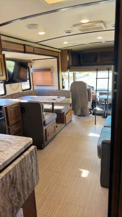 The full run from the galley to the cab